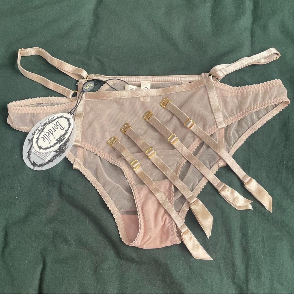 NWT Bordelle Bondage Belle Garter Briefs in Caramel - size LL (XL)